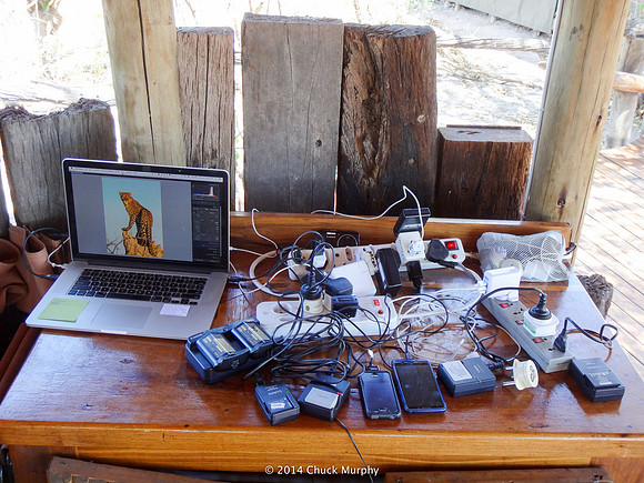 At the lodges, there was no electricity in the rooms. Everybody had to recharge everything at one station in the common area.